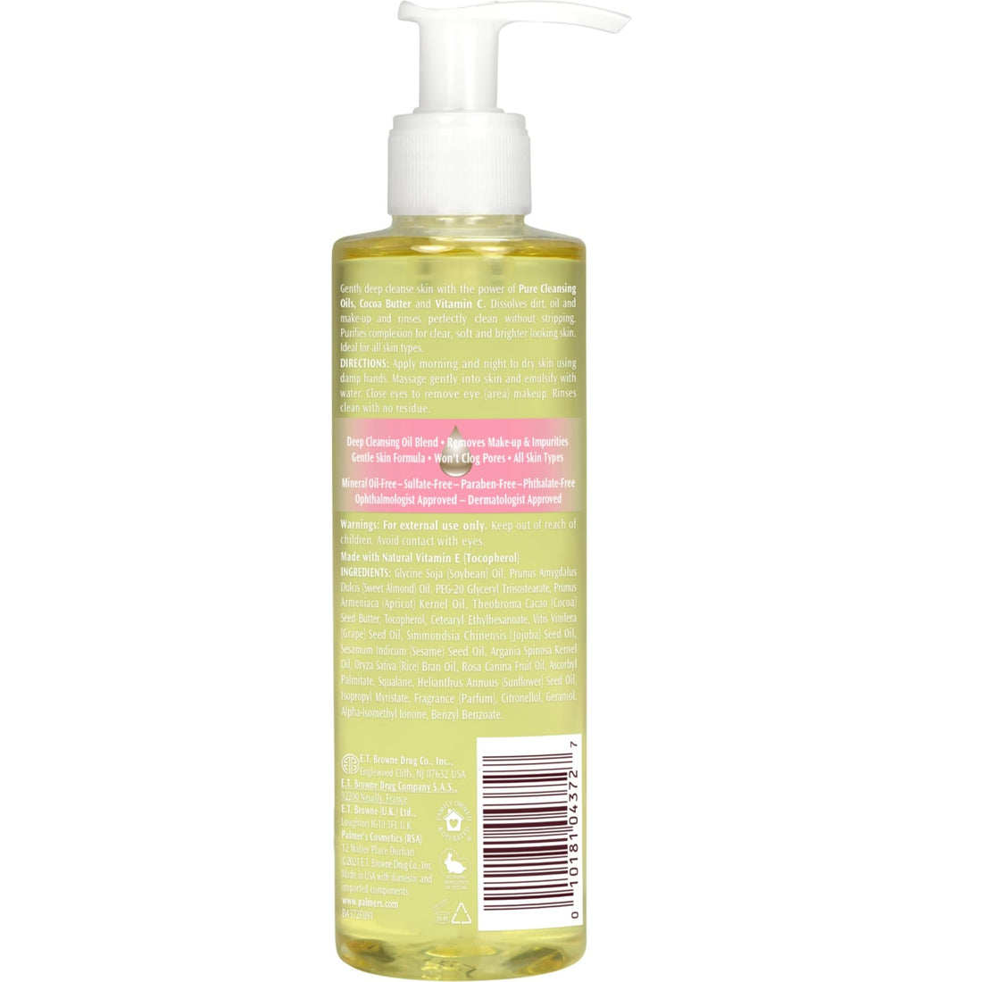 Palmer's Cocoa Butter Formula Skin Therapy Cleansing Oil, Gentle Makeup Remover with Rosehip Oil and Vitamin C, 6.5 Ounce - OzHealthStandard