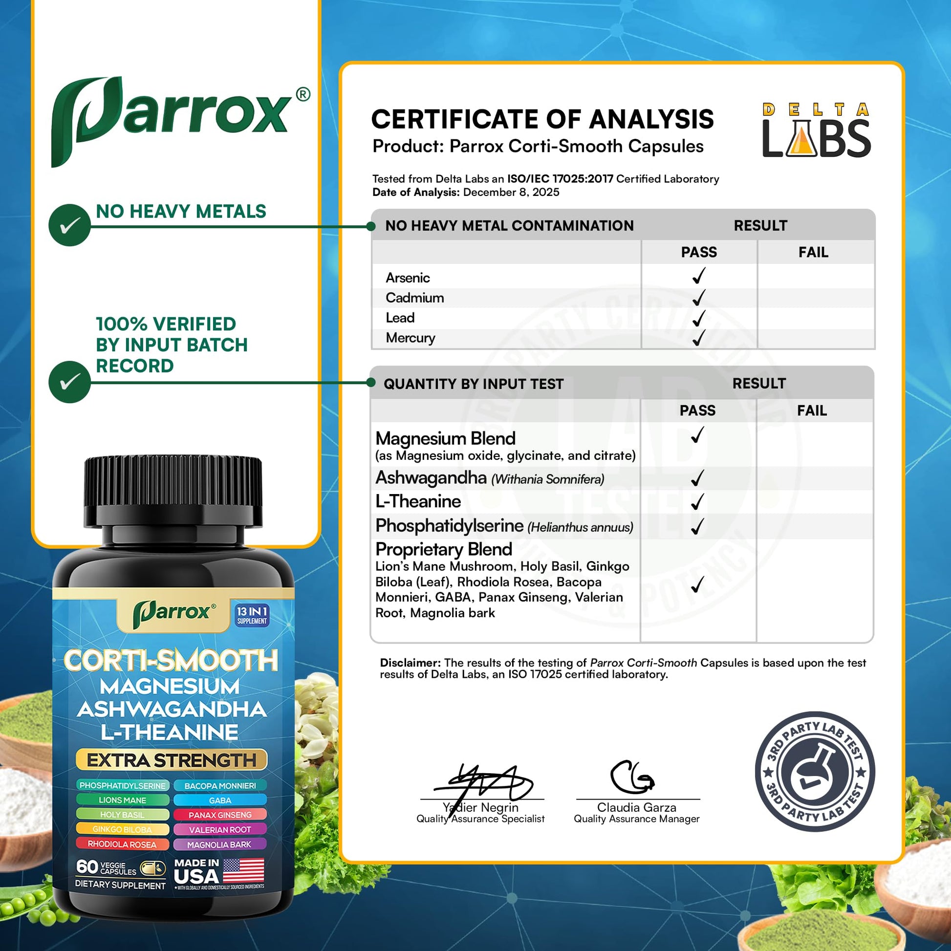 Parrox Corti-Smooth Cortisol Supplement Magnesium, L-Theanine, Ashwagandha, Phosphatidylserine, Valerian Root, Lions Mane, Bacopa Monnieri, Ginkgo Biloba, Panax Ginseng, Magnolia Bark, GABA (60 Caps) - OzHealthStandard