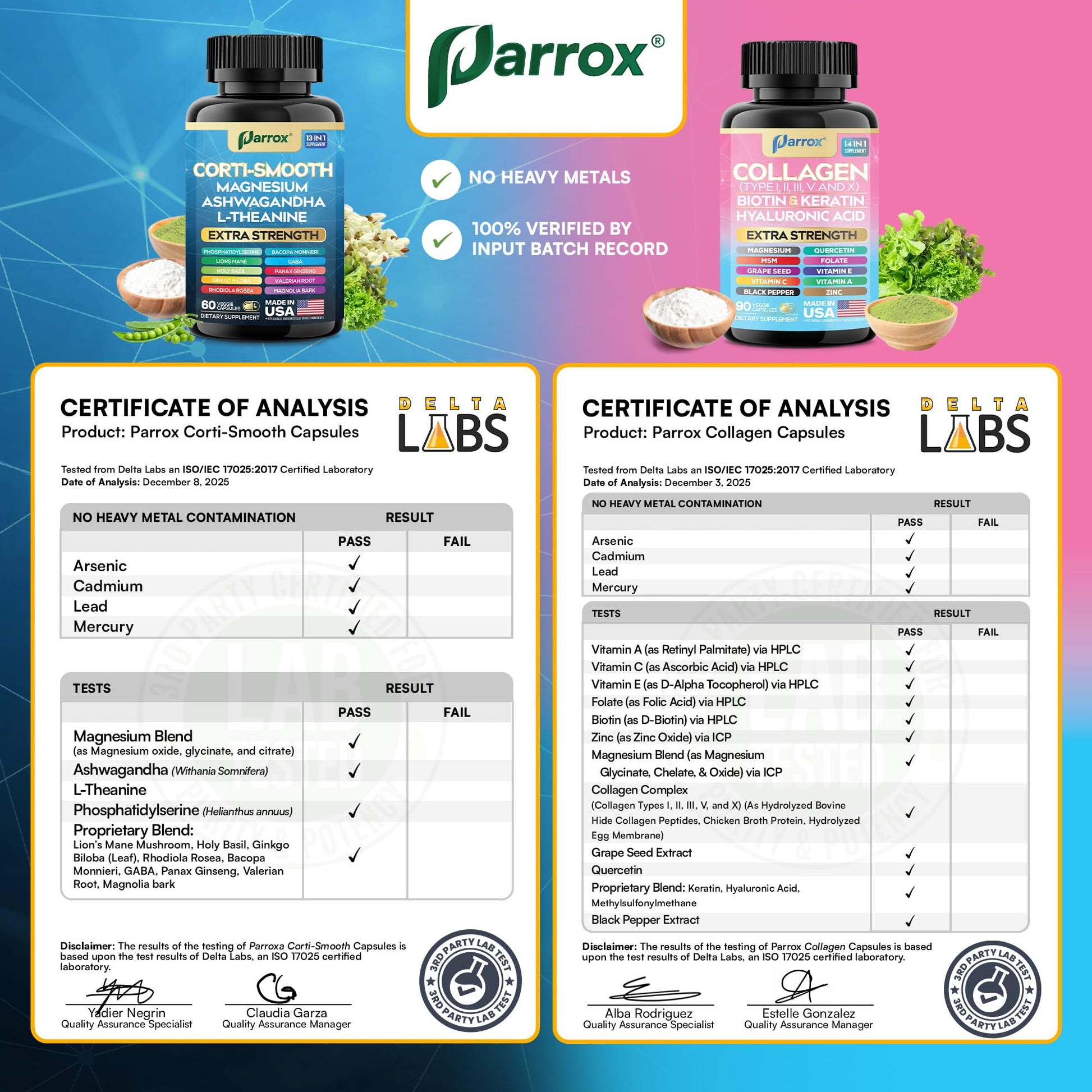 Parrox Shining Serenity Set, Cortisol Support with Ashwagandha, L-Theanine, Magnesium, Lions Mane, GABA, Bacopa Monnieri, Collagen I, II, III, V, X, Folate, Biotin, Keratin, Hyaluronic Acid, Quercetin - OzHealthStandard