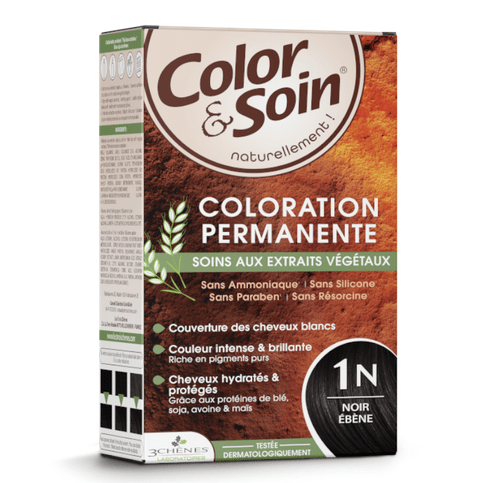 Permanent hair dye 1N ebony black Color&Soin LES 3 CHENES - OzHealthStandard