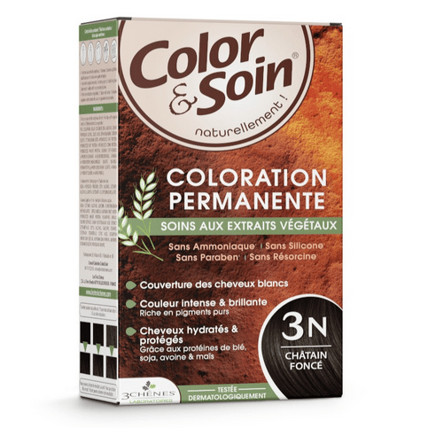Permanent hair dye 3N dark chestnut Color&Soin LES 3 CHENES - OzHealthStandard