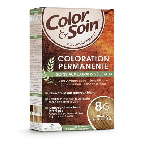 Permanent hair dye 8G light golden blond Color&Soin LES 3 CHENES - OzHealthStandard