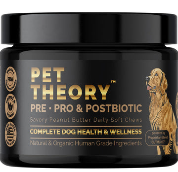 Pet Theory Probiotics for Dogs. Dog Digestive Health-Pre Pro and Postbiotic Combination-Pet Supplements for Gut Health-Supports Digestion, Boost Immunity-100CT Soft Chews - OzHealthStandard
