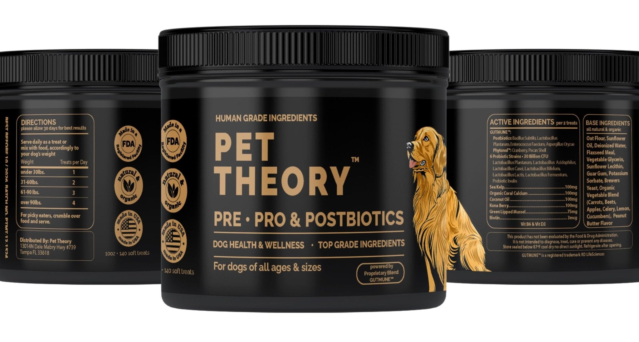 Pet Theory Probiotics for Dogs. Dog Digestive Health-Pre Pro and Postbiotic Combination-Pet Supplements for Gut Health-Supports Digestion, Boost Immunity-100CT Soft Chews - OzHealthStandard