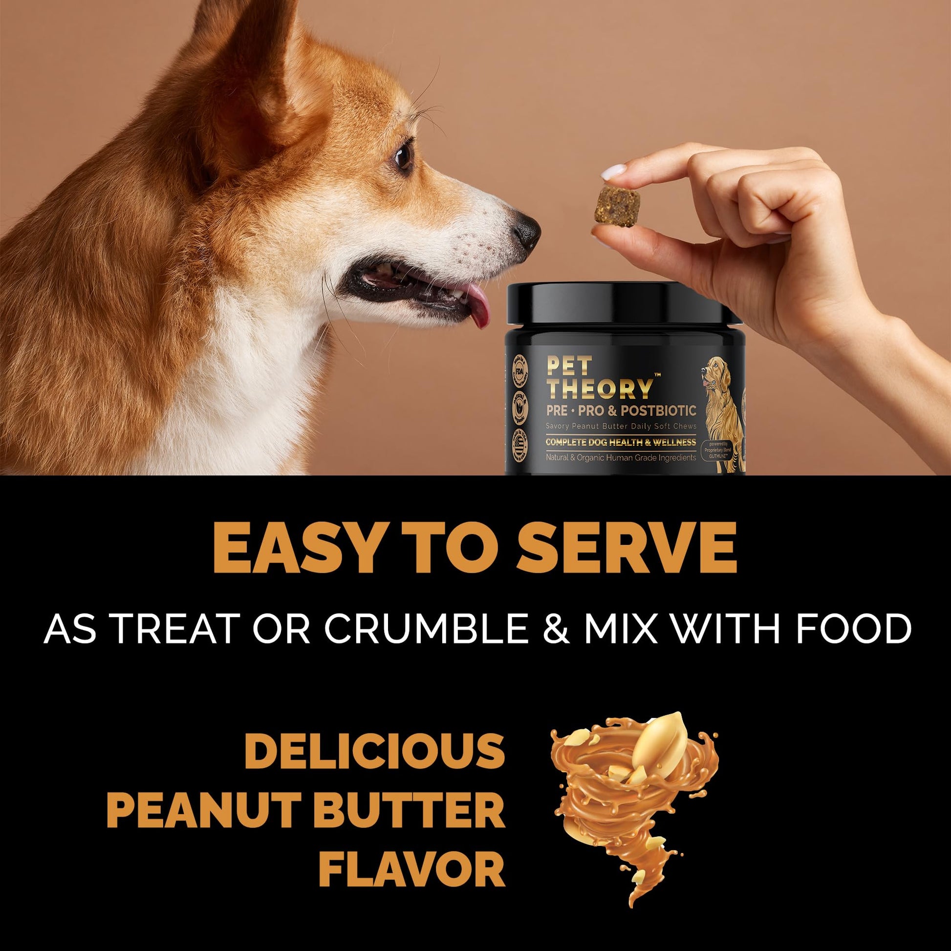 Pet Theory Probiotics for Dogs. Dog Digestive Health-Pre Pro and Postbiotic Combination-Pet Supplements for Gut Health-Supports Digestion, Boost Immunity-100CT Soft Chews - OzHealthStandard