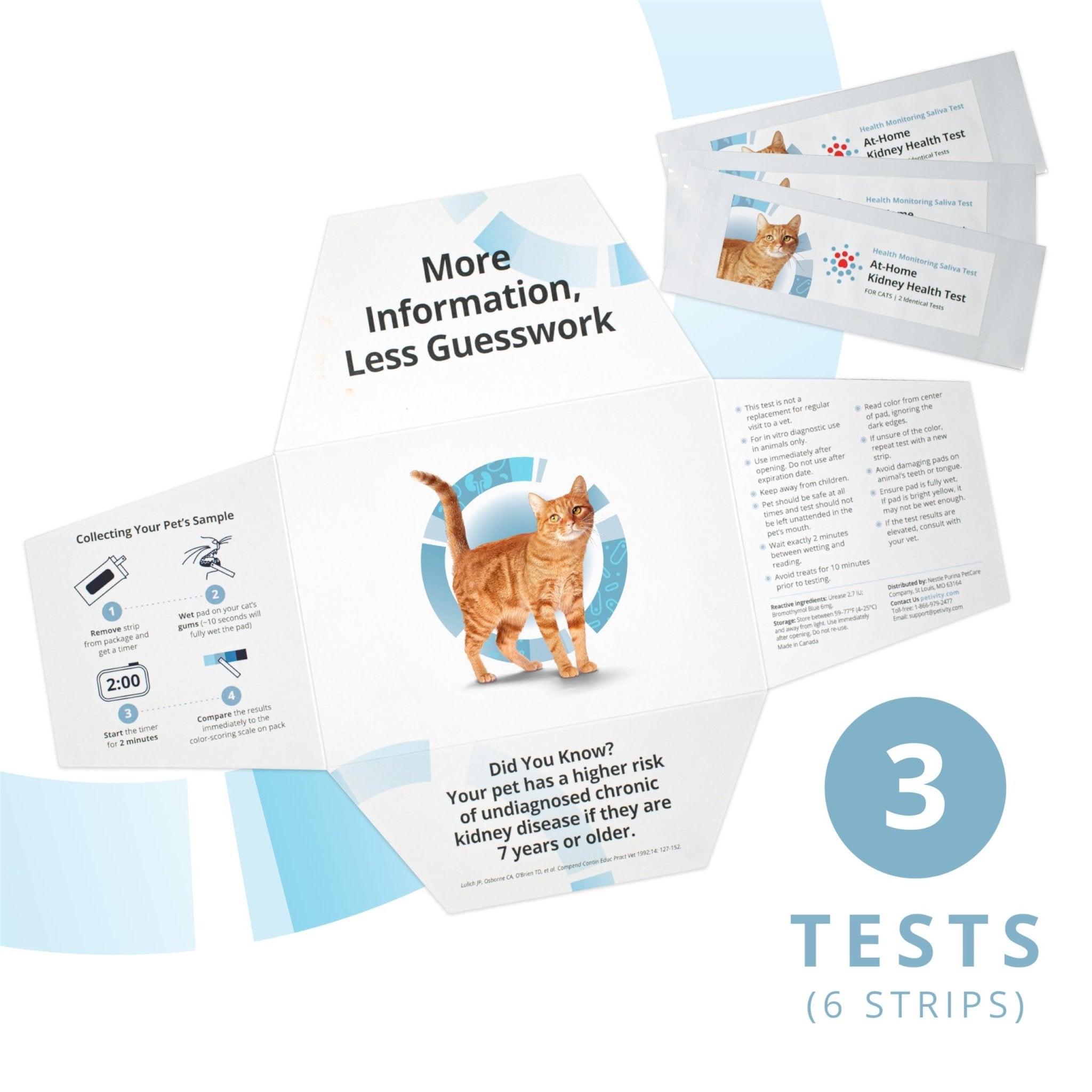 Petivity At-Home Kidney Health Test Kit for Cats — Quick Saliva Urea Test (2-Minute Home Check), Powered by Purina — Help Detect Early Kidney Changes - (Pack of 3) - OzHealthStandard