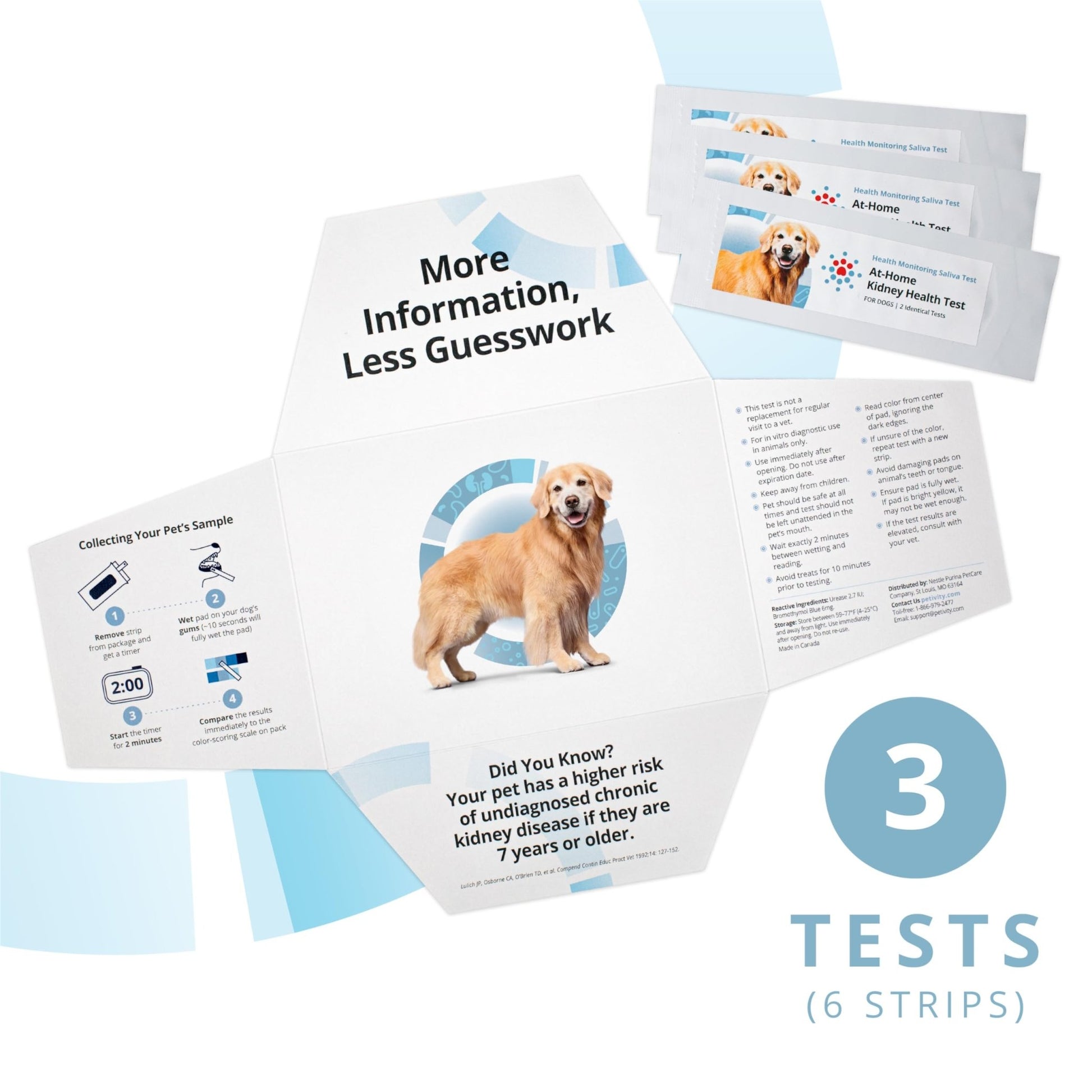 Petivity At-Home Kidney Health Test Kit for Dogs — Quick Saliva Urea Test (2-Minute Home Check), Powered by Purina — Help Detect Early Kidney Changes - (Pack of 3) - OzHealthStandard