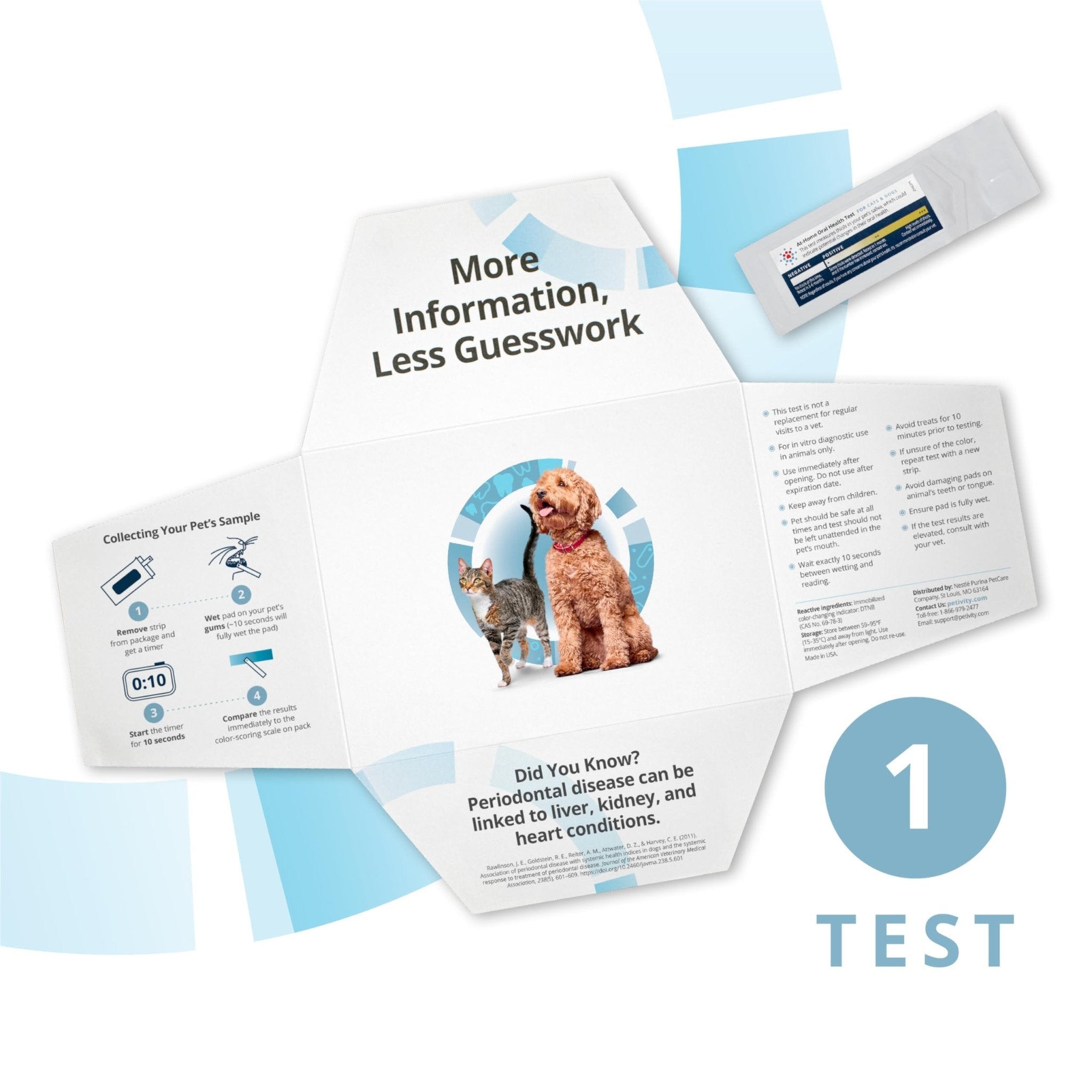 Petivity At-Home Oral Health Test for Cats & Dogs — 10-Second Dental Check Kit by Purina — Simple Saliva Swab to Detect Bad Breath & Gum Issues - (Pack of 1) - OzHealthStandard