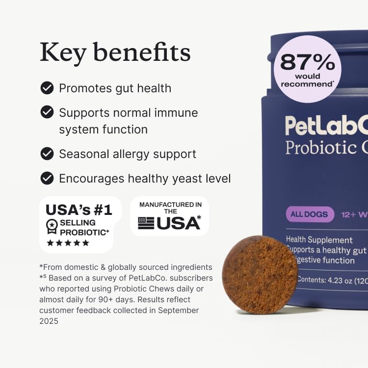 PetLab Co. Probiotics for Dogs, Support Gut Health, Occasional Diarrhea, Digestive Health & Seasonal Allergies - Salmon Flavor - Packaging May Vary - 30 Soft Chews - OzHealthStandard
