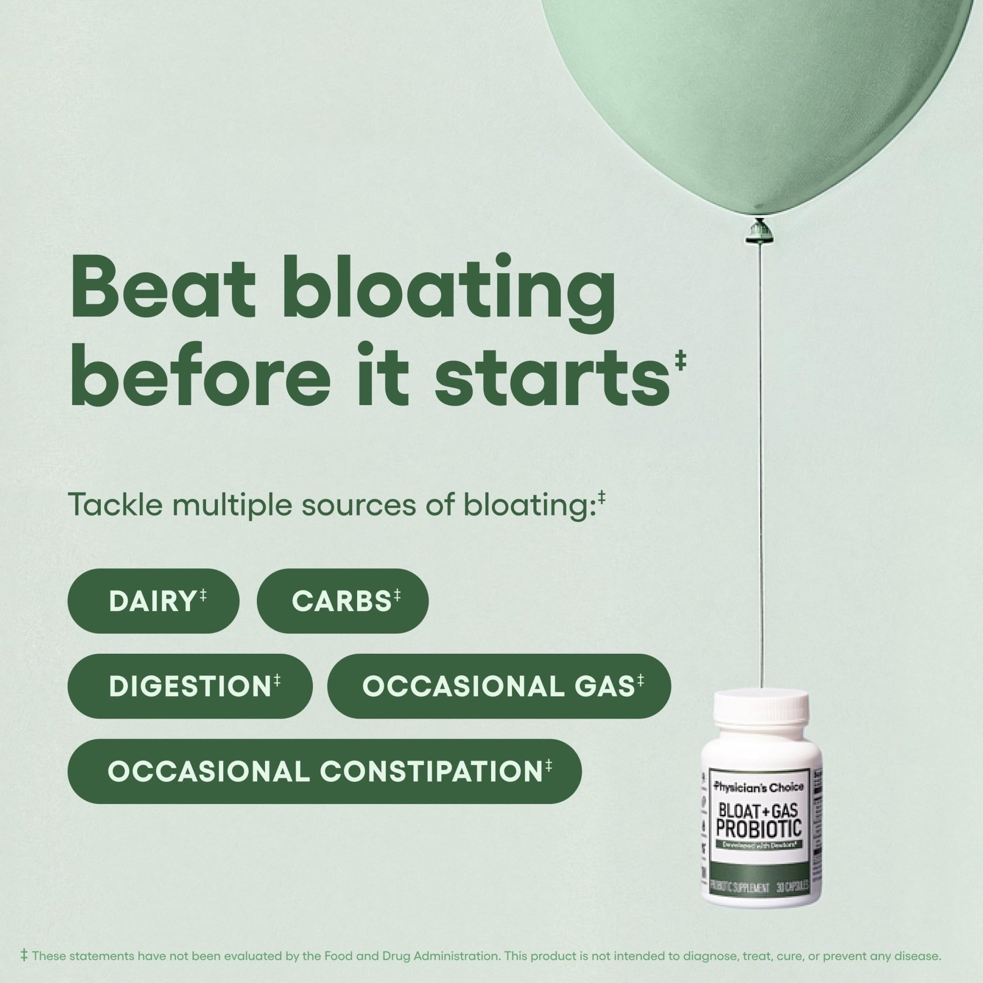 Physician's CHOICE Bloat & Gas Probiotic 5-in-1 Proactive Support + Daily Relief - Digestion & Gut Health- Herbals, Digestive Enzymes, Post & Prebiotics - OzHealthStandard