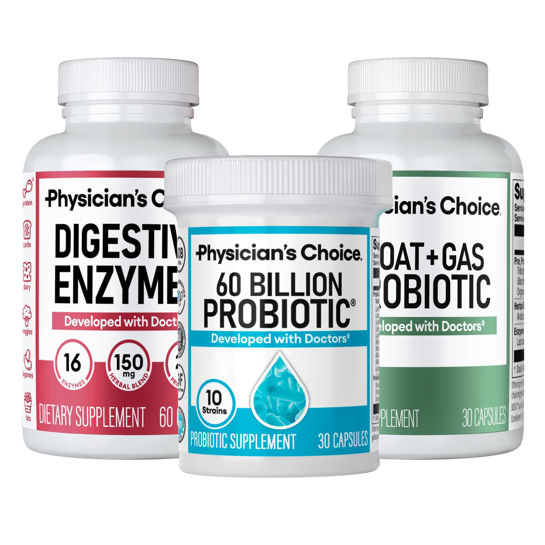 Physician's CHOICE Gut Guardian Bundle: Advanced Bloating & Digestion Support with 60 Billion Probiotic, Digestive Enzymes & Bloat + Gas Probiotic - Daily Gut Health Support for Women and Men - OzHealthStandard