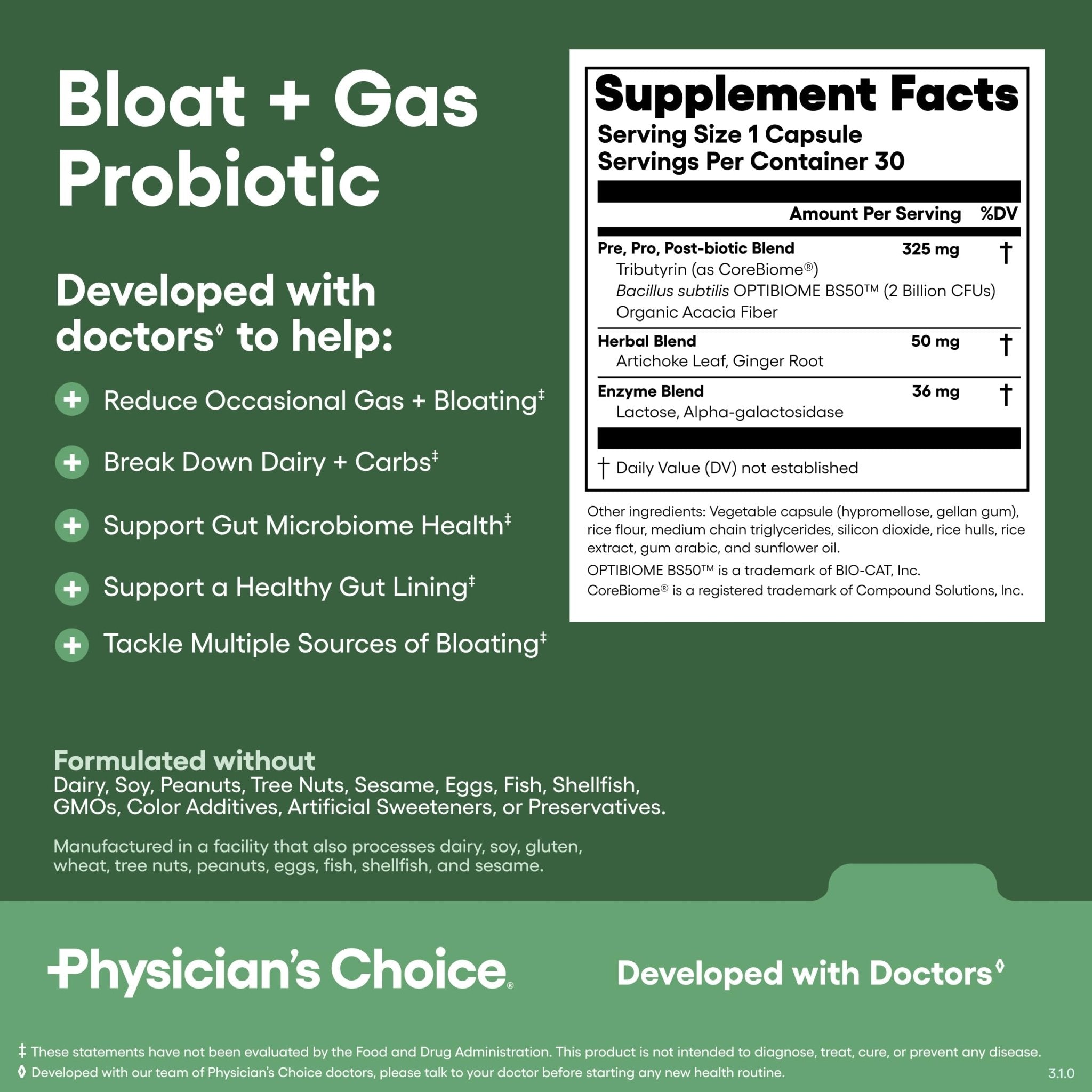 Physician's CHOICE Gut Guardian Bundle: Advanced Bloating & Digestion Support with 60 Billion Probiotic, Digestive Enzymes & Bloat + Gas Probiotic - Daily Gut Health Support for Women and Men - OzHealthStandard