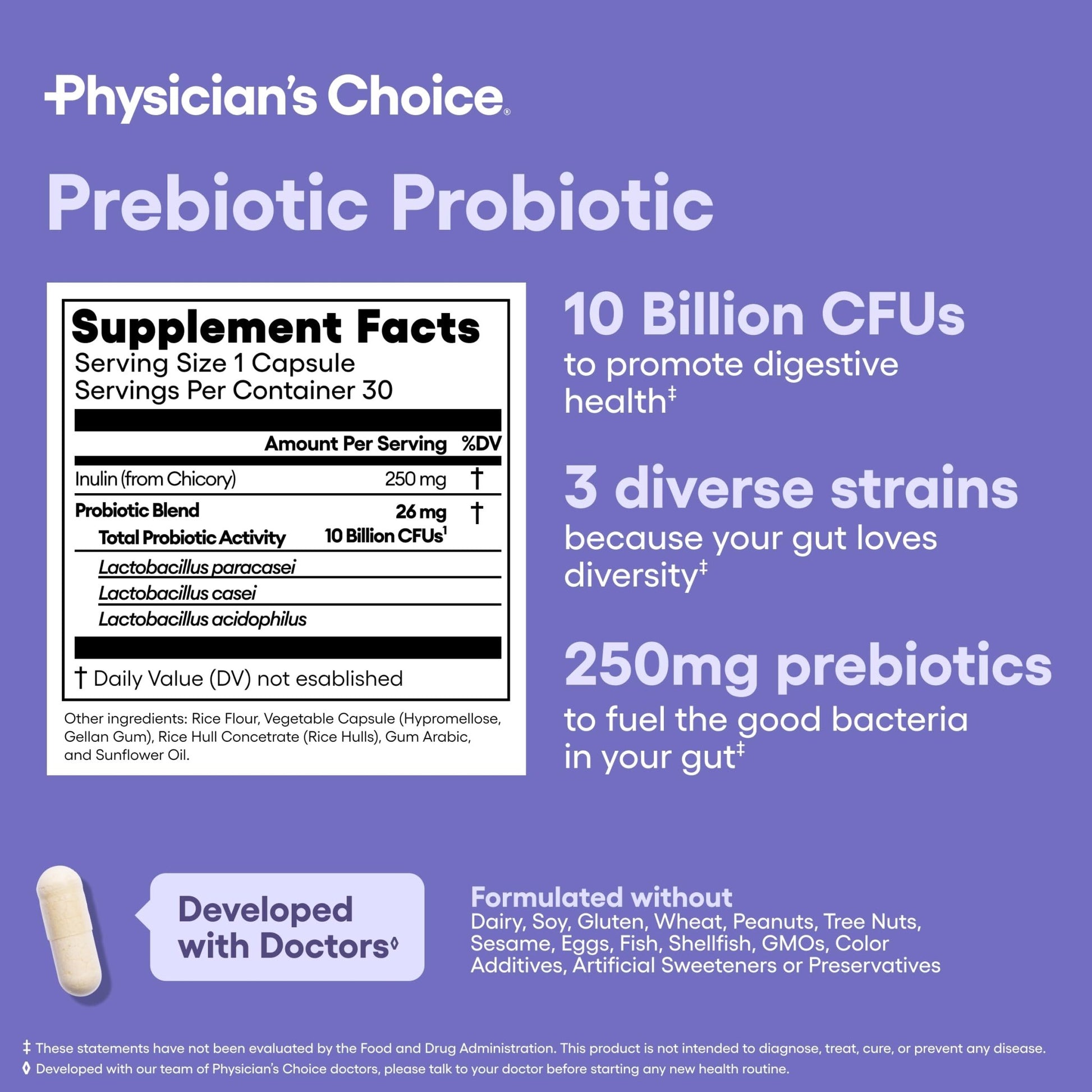 Physician's CHOICE Prebiotic-Probiotic - Multi-Strain Probiotics & Synergistic Prebiotics -Designed for Digestive Health, Supporting Gut Microbiome - OzHealthStandard