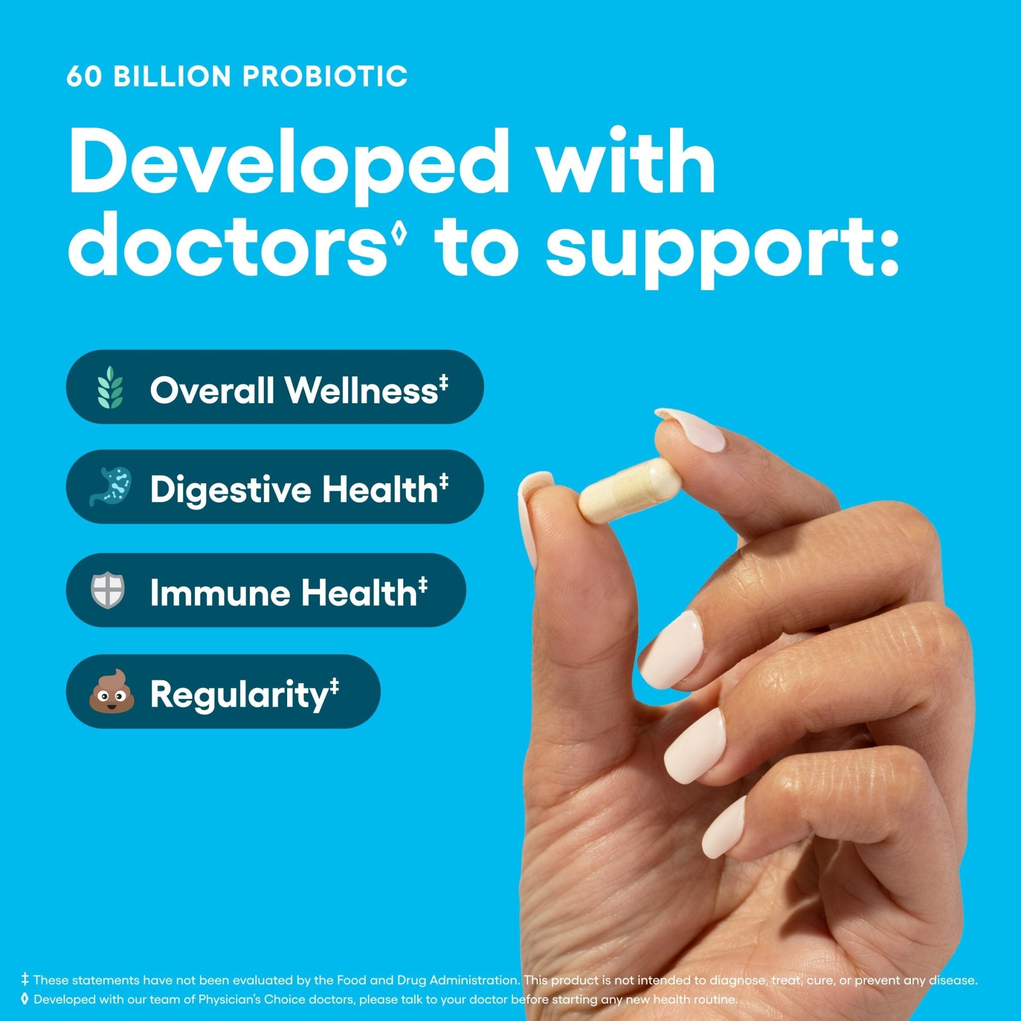Physician's CHOICE Probiotics 60 Billion CFU - 10 Strains + Organic Prebiotics - Immune, Digestive & Gut Health - Supports Occasional Constipation, Diarrhea, Gas & Bloating - OzHealthStandard