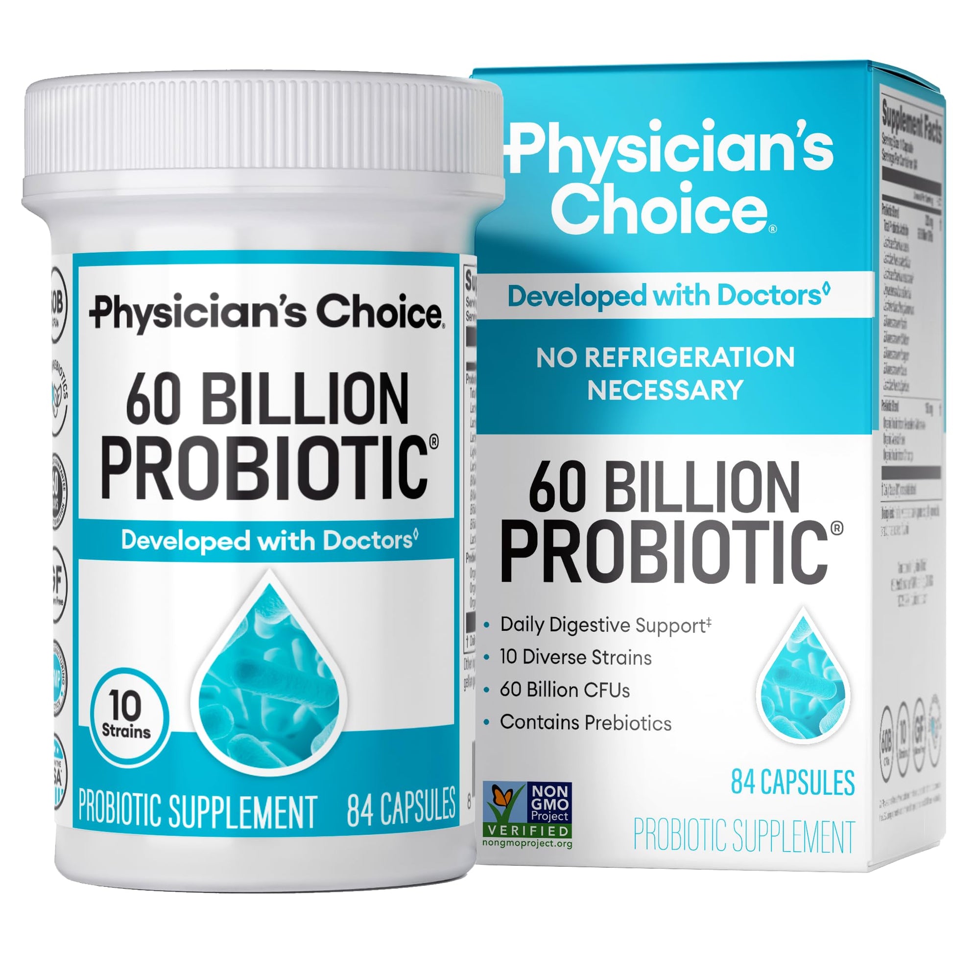 Physician's CHOICE Probiotics 60 Billion CFU - 10 Strains + Organic Prebiotics - Immune, Digestive & Gut Health - Supports Occasional Constipation, Diarrhea, Gas & Bloating - for Women & Men - 84ct - OzHealthStandard