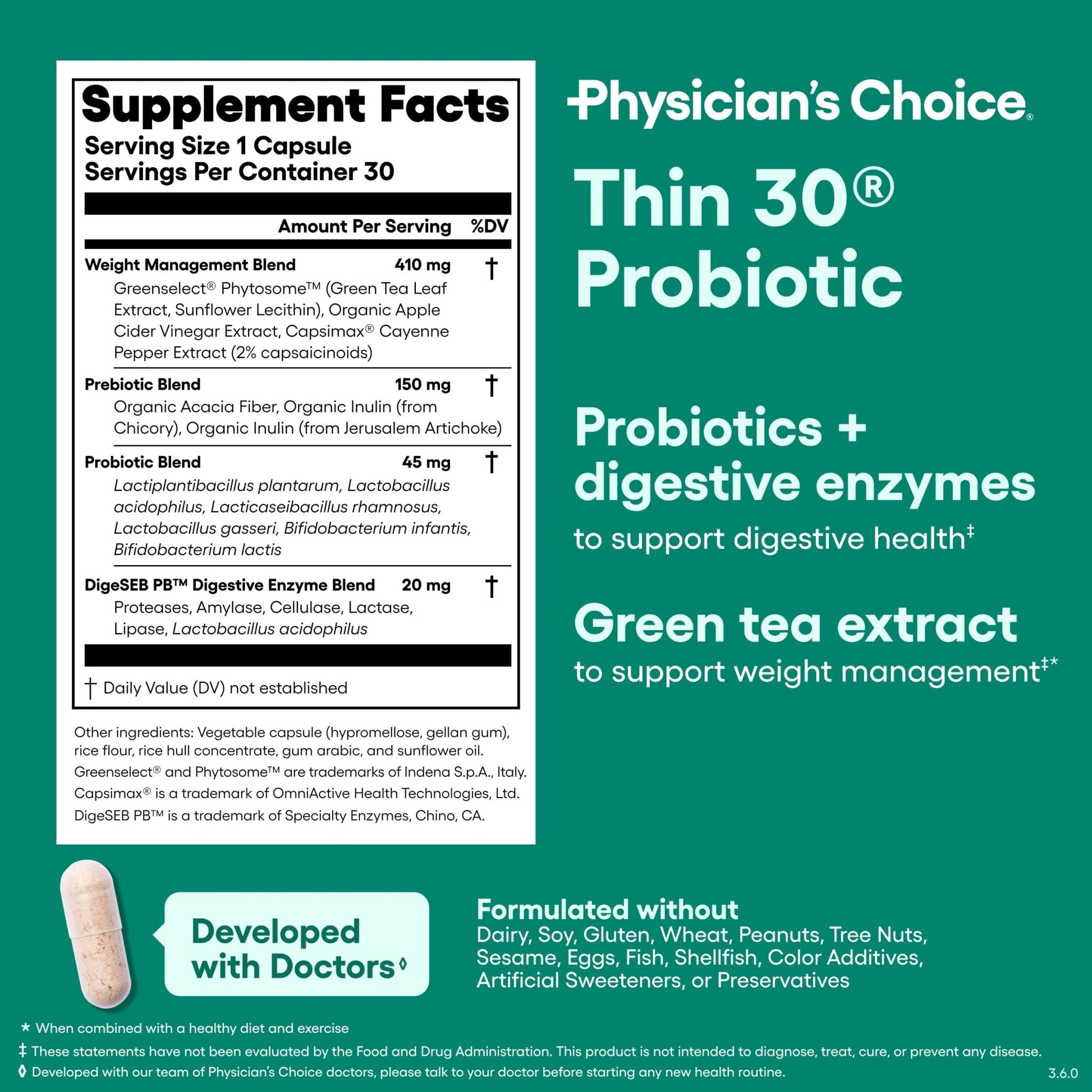 Physician's CHOICE Probiotics & Bloating - 6 Probiotic Strains - Prebiotics - Key ingredient Cayenne - Supports Gut Health - OzHealthStandard