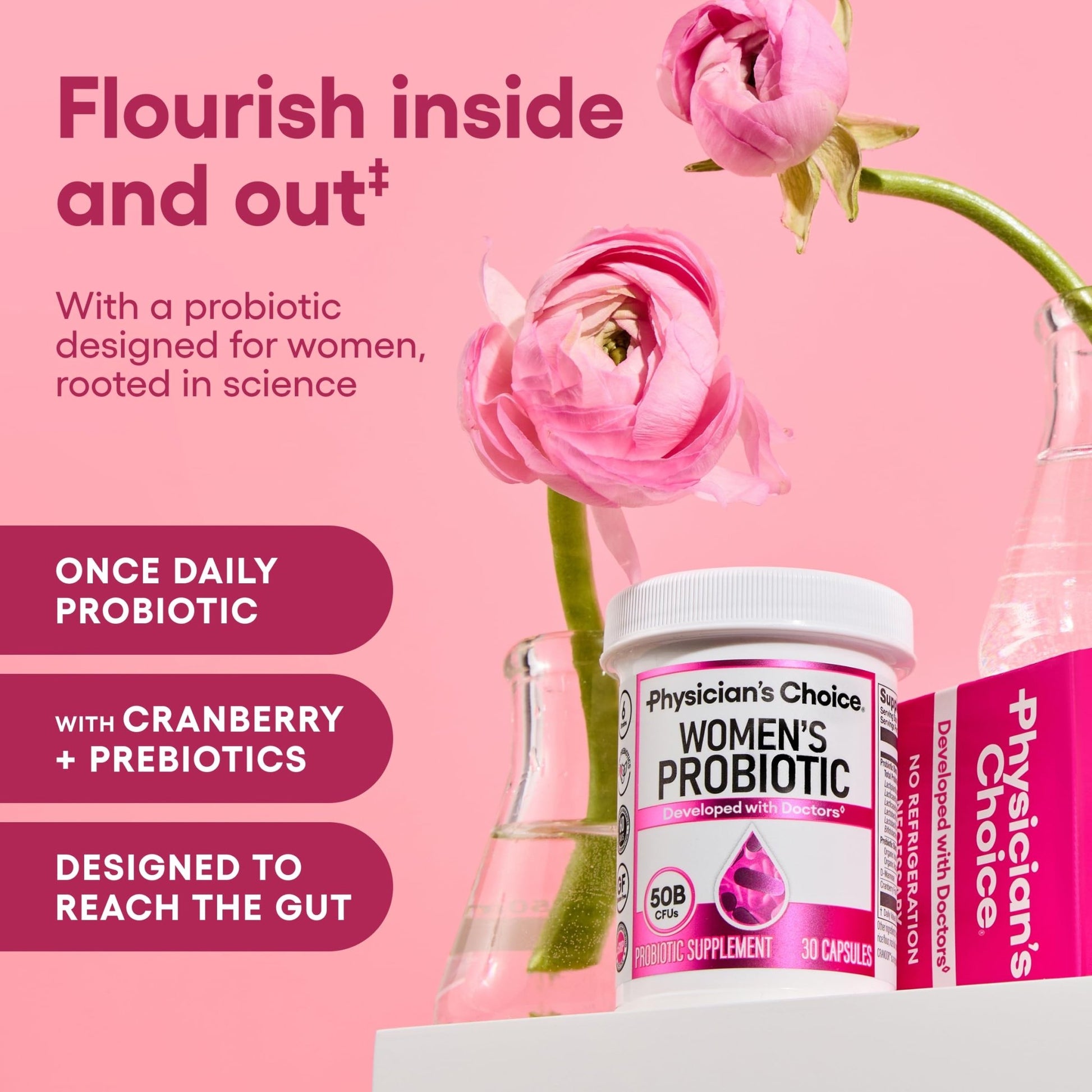 Physician's CHOICE Probiotics for Women - PH Balance, Digestive, UT, & Feminine Health - 50 Billion CFU - 6 Unique Strains for Her - Organic Prebiotics - OzHealthStandard