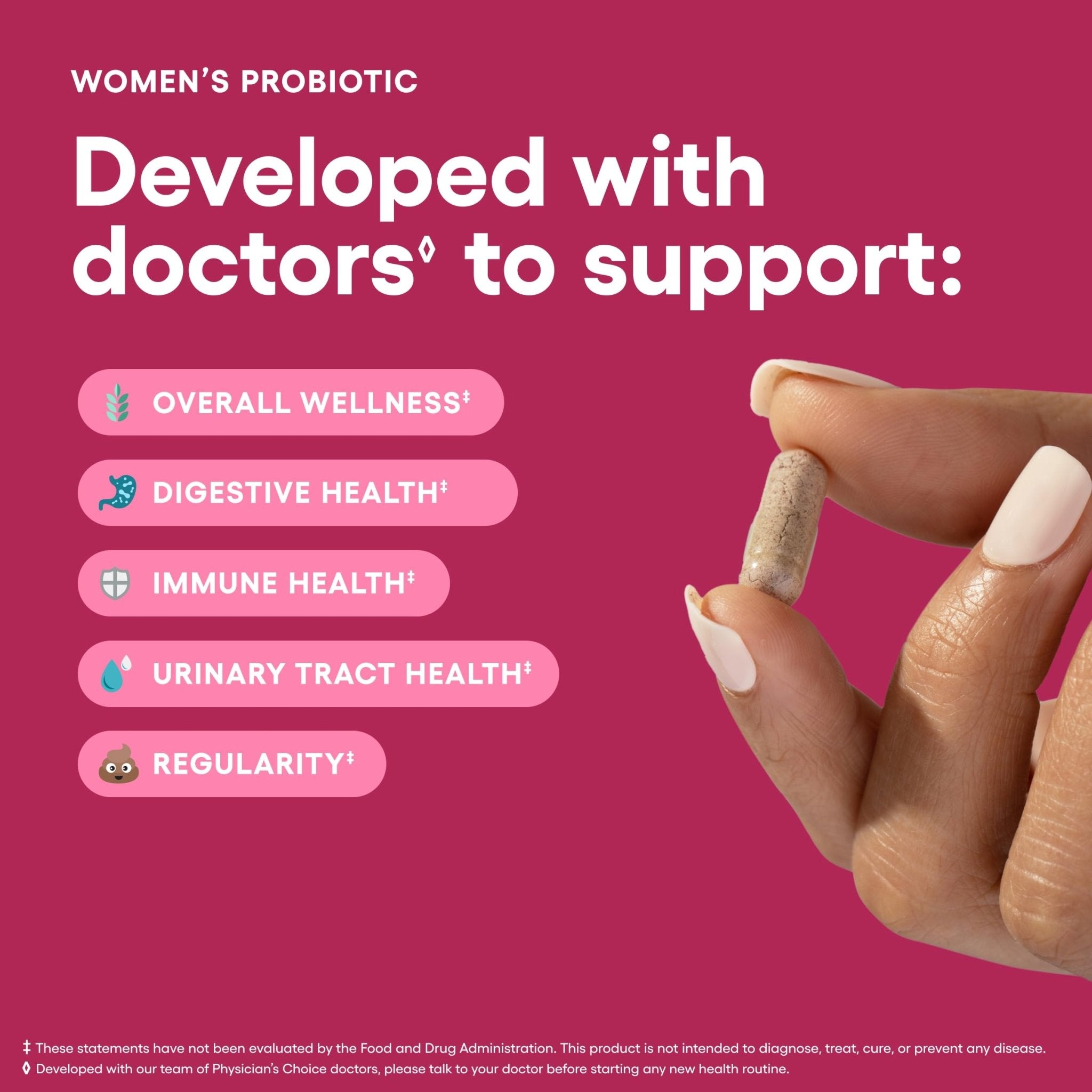 Physician's CHOICE Probiotics for Women - PH Balance, Digestive, UT, & Feminine Health - 50 Billion CFU - 6 Unique Strains for Her - Organic Prebiotics - OzHealthStandard