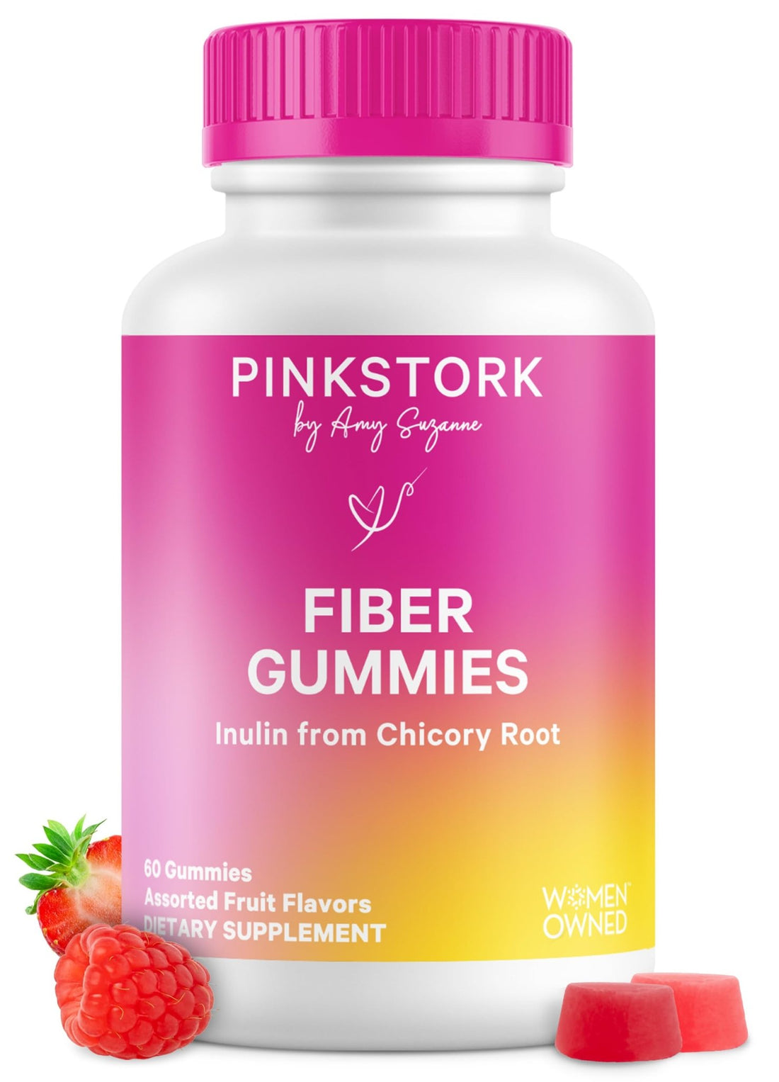 Pink Stork Prenatal Fiber Gummies for Women - 3g Prebiotic Inulin from Chicory Root - Natural Pregnancy & Postpartum Stool Softeners - OzHealthStandard
