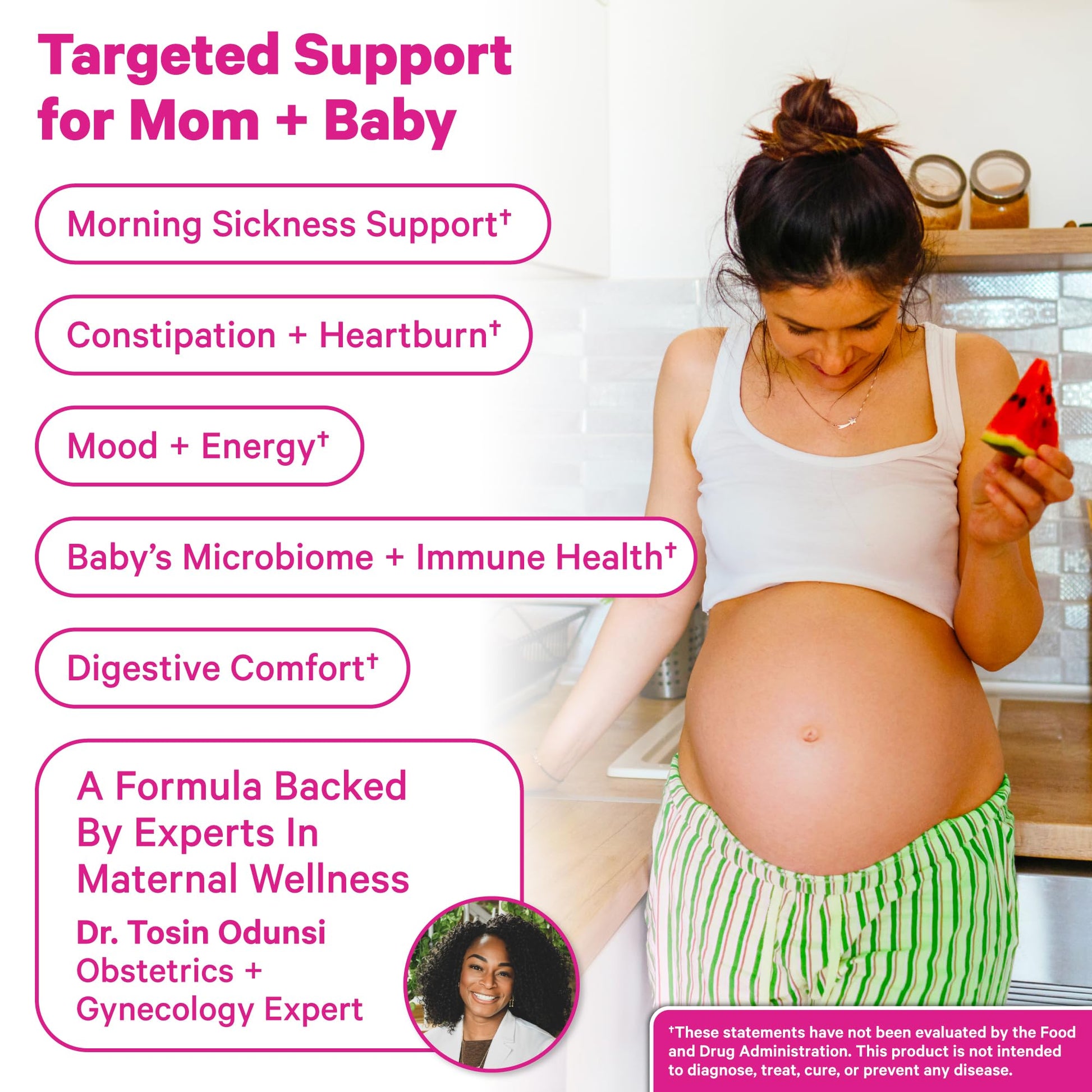 Pink Stork Prenatal Probiotic for Women with 50 Billion CFU | Vitamin B6 & Prebiotics | Pregnancy Probiotics for Morning Sickness | Digestive, Immune, & Gut Health | Vegan & Gluten-Free | 30 Capsules - OzHealthStandard