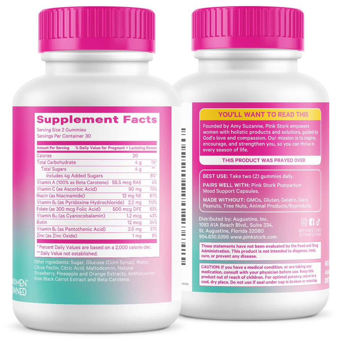 Pink Stork Total Postnatal Vitamin Gummies - Multivitamin for Postpartum Recovery and Lactation Support - Folic Acid, B6, and Vitamin C - OzHealthStandard
