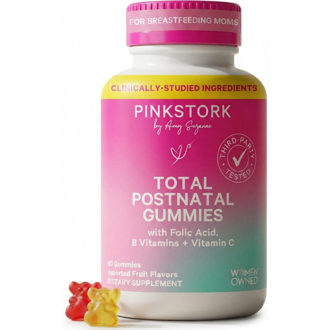 Pink Stork Total Postnatal Vitamin Gummies - Multivitamin for Postpartum Recovery and Lactation Support - Folic Acid, B6, and Vitamin C - OzHealthStandard