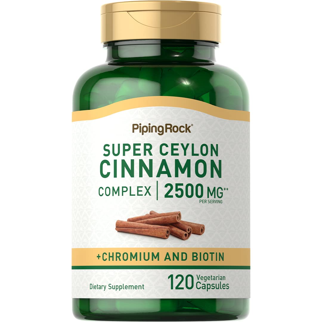 Piping Rock Ceylon Cinnamon Capsules | 120 Pills | Complex Supplement with Chromium and Biotin | Vegetarian, Non-GMO, Gluten Free - OzHealthStandard