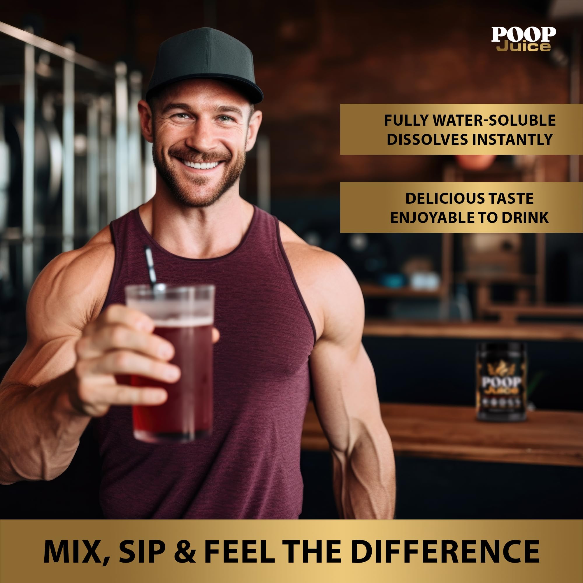 Poop Juice 5-in-1 Daily Fiber Supplement Powder - Bloat & Poop Relief - Prebiotic, Probiotic, Postbiotic, Digestive Enzymes, L-Glutamine - GLP-1 Support - Sugar-Free Georgia Peach Mango (30 Servings) - OzHealthStandard