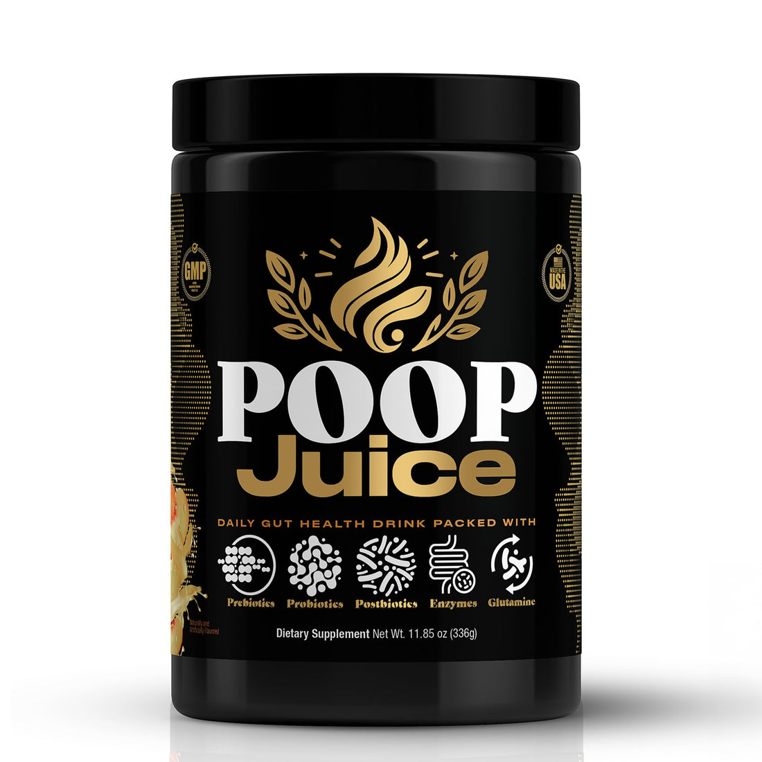 Poop Juice 5-in-1 Daily Fiber Supplement Powder - Bloat & Poop Relief - Prebiotic, Probiotic, Postbiotic, Digestive Enzymes, L-Glutamine - GLP-1 Support - Sugar-Free Georgia Peach Mango (30 Servings) - OzHealthStandard