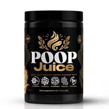 Poop Juice 5-in-1 Daily Fiber Supplement Powder - Bloat & Poop Relief - Prebiotic, Probiotic, Postbiotic, Digestive Enzymes, L-Glutamine - GLP-1 Support - Sugar-Free Georgia Peach Mango (30 Servings) - OzHealthStandard