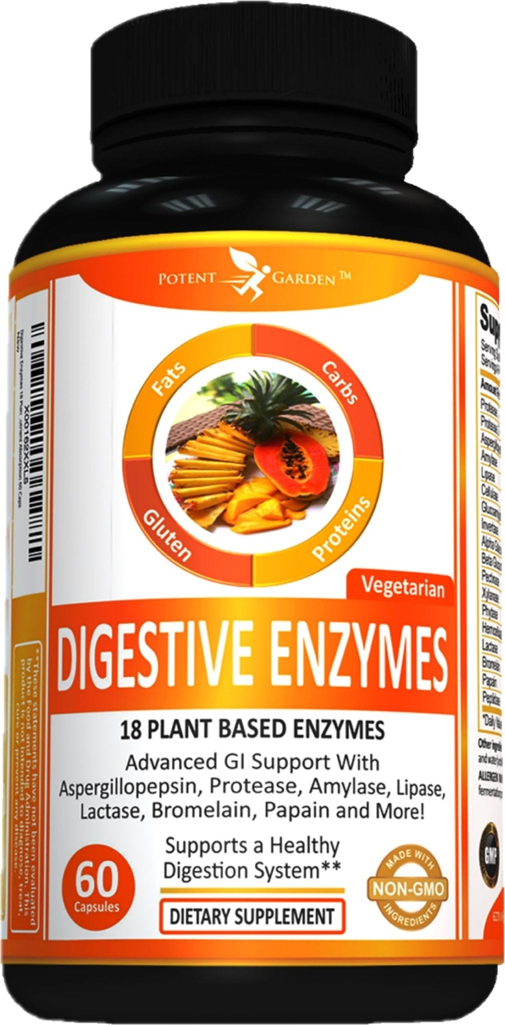 Potent Garden Digestive Enzymes -18 Plant Based Enzymes with amylase lipase bromelain Protease lactase & Other Enzymes - One Pre Meal Pill Supports Healthy - OzHealthStandard
