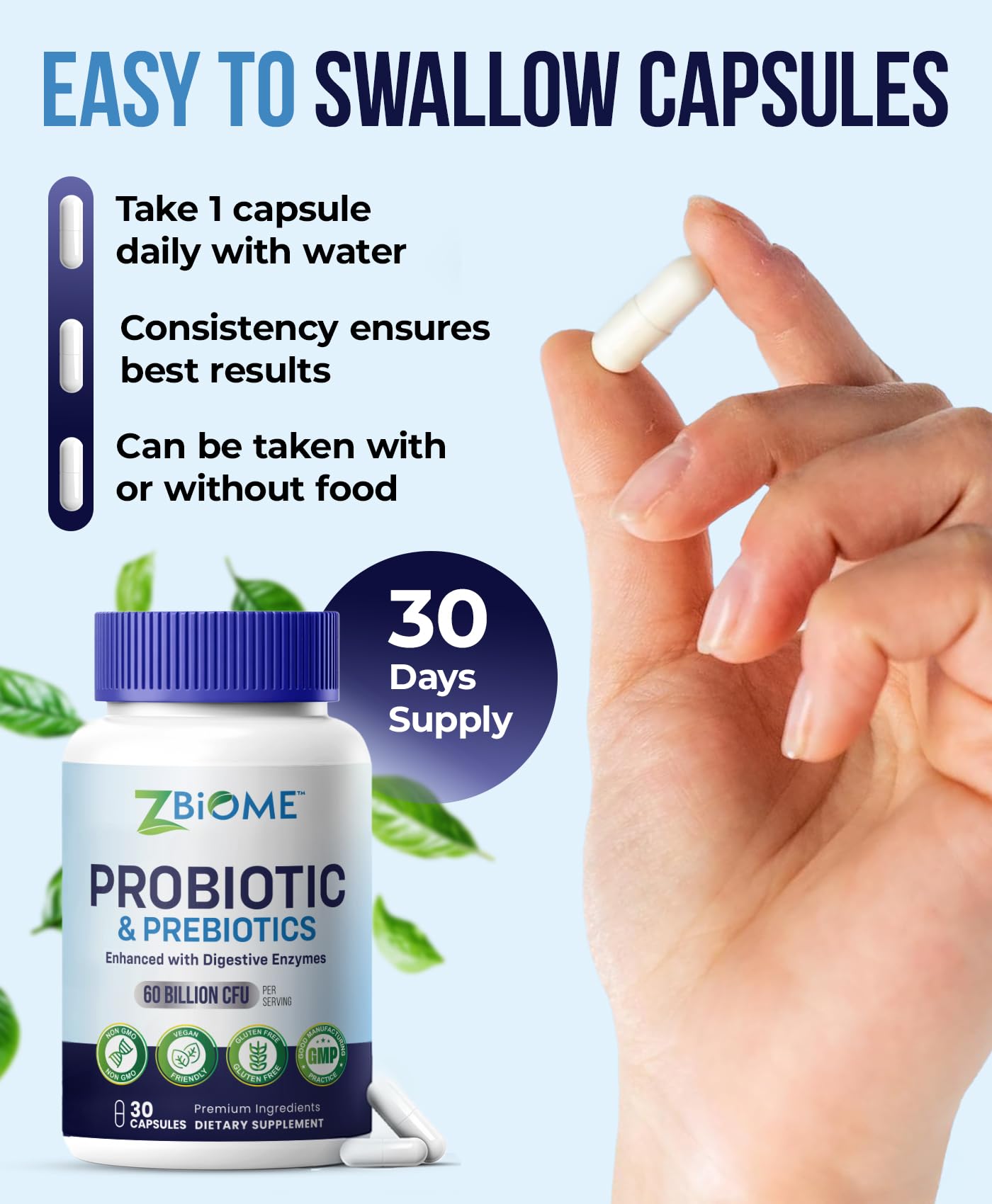 Prebiotics and Probiotics for Men & Women – 60 Billion CFU with 10 Strains – Pre and Probiotics with Acidophilus for Immune, Gut Health, Digestive Support, Constipation,Diarrhea, Gas & Bloating -30ct - OzHealthStandard