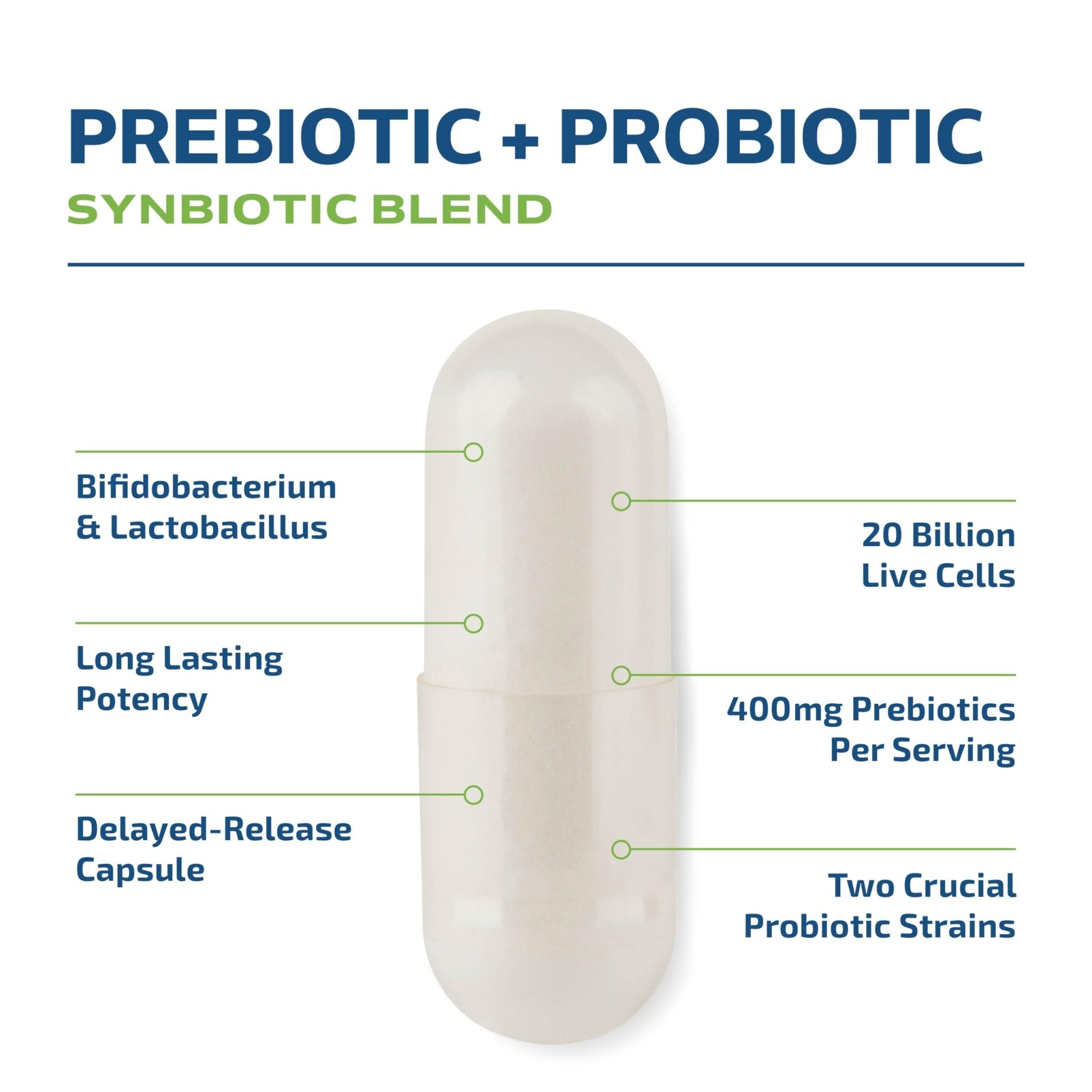 Prebiotics and Probiotics for Women & Men | Pre and Probiotics for Gut Health & Bloating Relief | Synbiotic with 20 Billion CFU Lactobacillus & Bifidobacterium | Shelf-Stable | Vegetarian | 60 Ct. - OzHealthStandard