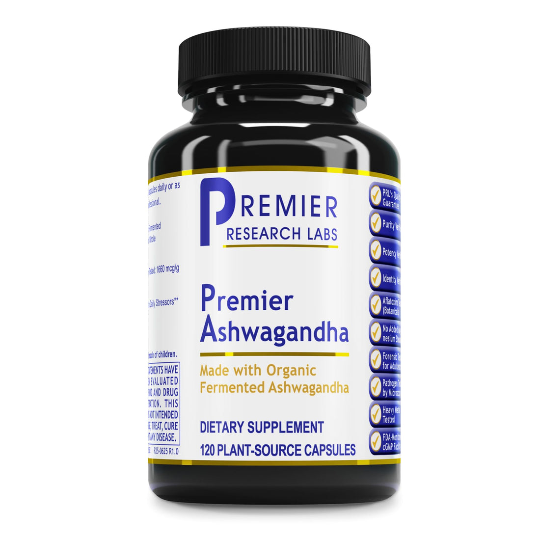 Premier Research Labs Premier Ashwagandha - Pure Supplement for Women & Men with Organic Ashwagandha Root, Herbal Pills for Stress & Sleep Support, Fermented for Absorption - 120 Plant-Based Capsules - OzHealthStandard