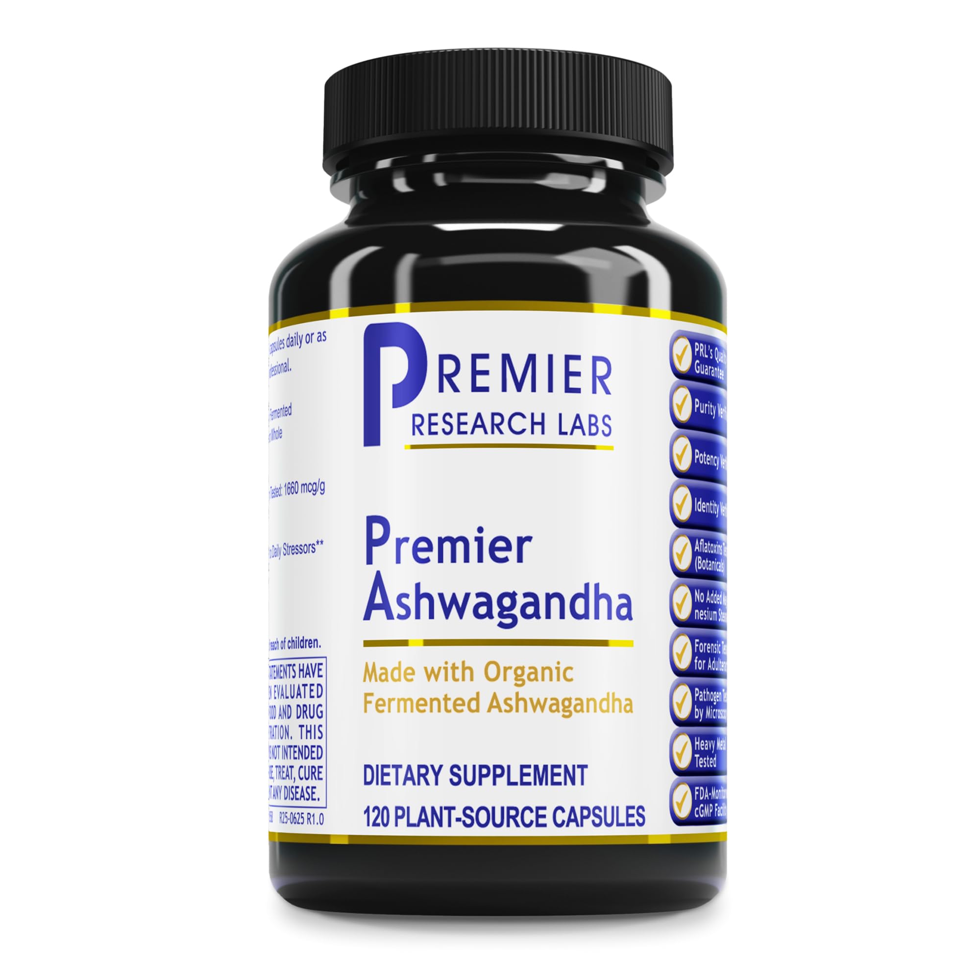 Premier Research Labs Premier Ashwagandha - Pure Supplement for Women & Men with Organic Ashwagandha Root, Herbal Pills for Stress & Sleep Support, Fermented for Absorption - 120 Plant-Based Capsules - OzHealthStandard