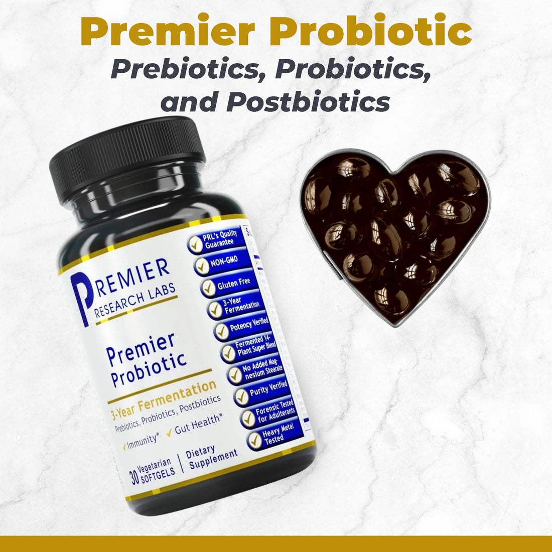 Premier Research Labs Premier Probiotic - Pre Pro Post Biotics for Women & Men, Quad Biotic, Quadbiotic, Prebiotics, Probiotics - OzHealthStandard