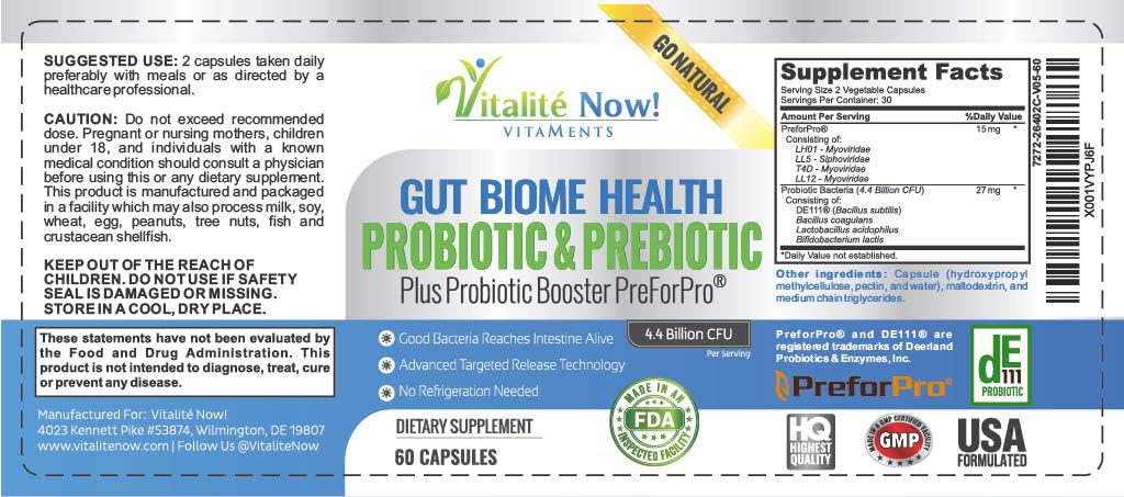 Premium Probiotic plus Ultimate Prebiotic - Gut Biome Builder & Restoration - 4.4 Bn CFU - Best for Women & Men - Bacteria Reaches Intestine within Hours - OzHealthStandard