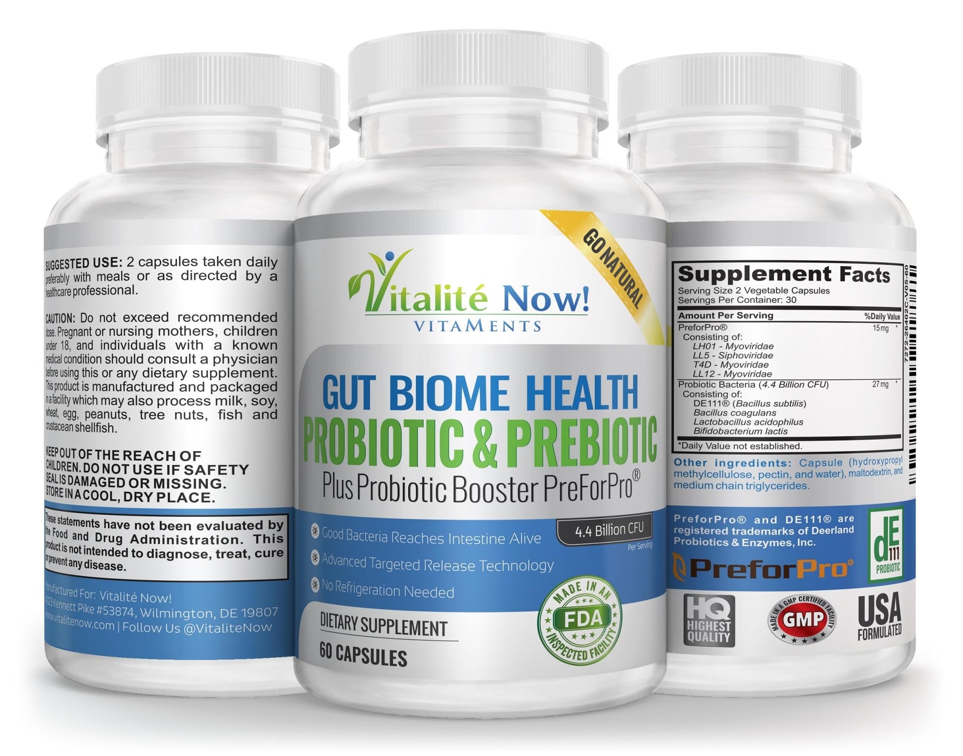 Premium Probiotic plus Ultimate Prebiotic - Gut Biome Builder & Restoration - 4.4 Bn CFU - Best for Women & Men - Bacteria Reaches Intestine within Hours - OzHealthStandard