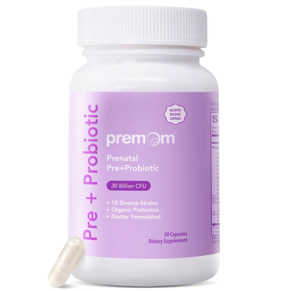 Premom Prenatal Prebiotics & Probiotics for Women, 30 Billion CFU, 18 Strains, Organic Prebiotic & Womens Probiotic, Vaginal, Gut, & Digestive Health + Immune Support Supplement - OzHealthStandard