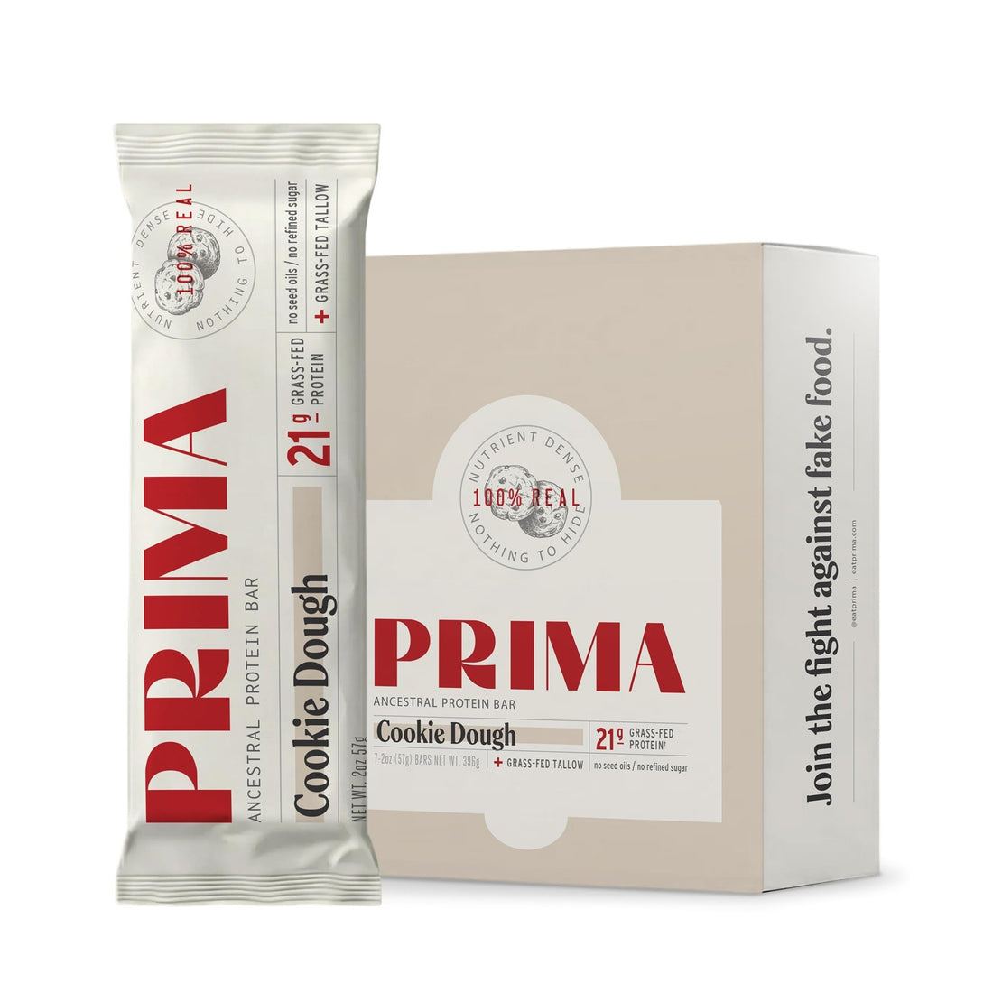 PRIMA Cookie Dough Protein Bar | 21g Grass Fed Whey and Collagen | No Seed Oils, No Preservatives, Raw Honey Sweetened | 7 Pack - OzHealthStandard