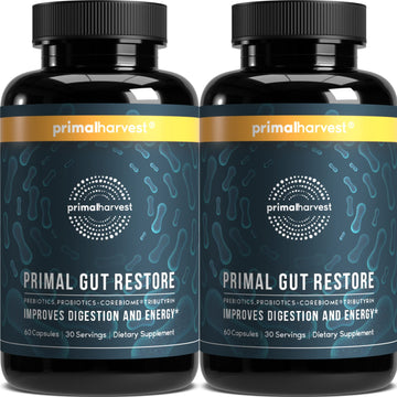 Primal Harvest 2 Pack, Restore for Gut Health, Primal Gut Restore w/POSTbiotics, PREbiotics and PRObiotics for Women and Men, 60 CT - Digestion, - OzHealthStandard