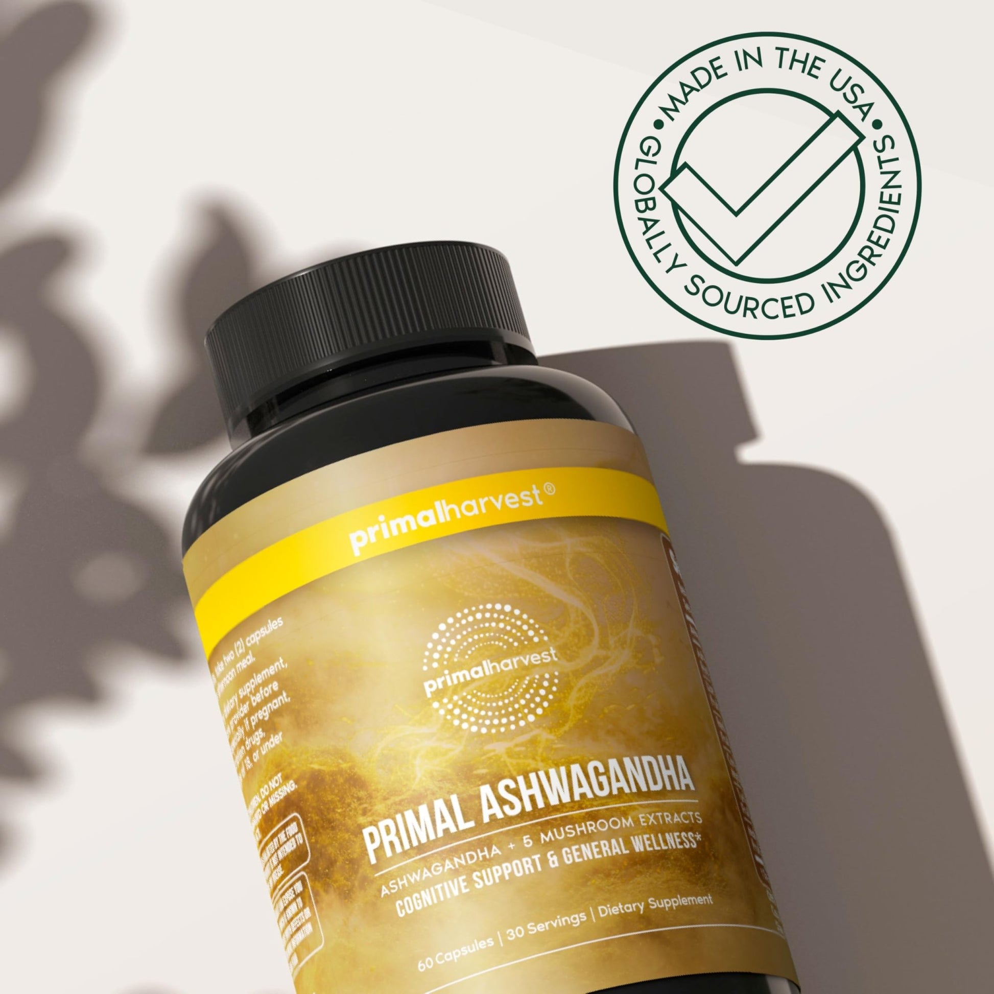 Primal Harvest Ashwagandha Supplement with 5 Mushroom Extracts: Lion’s Mane, Reishi, Cordyceps, Turkey Tail & Maitake for Immune Support & Cognitive Health - OzHealthStandard