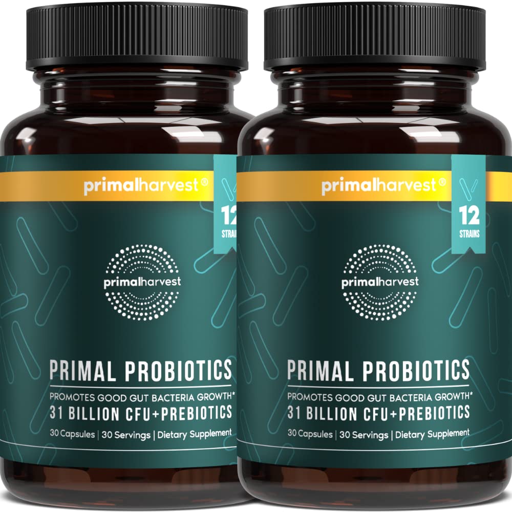 Primal Harvest Probiotics for Women and Men Shelf-Stable with Prebiotics Daily Supplement for Adults 60 Capsules (2 Pack) - OzHealthStandard