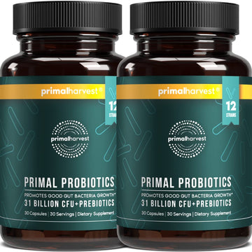 Primal Harvest Probiotics for Women and Men Shelf-Stable with Prebiotics Daily Supplement for Adults 60 Capsules (2 Pack) - OzHealthStandard