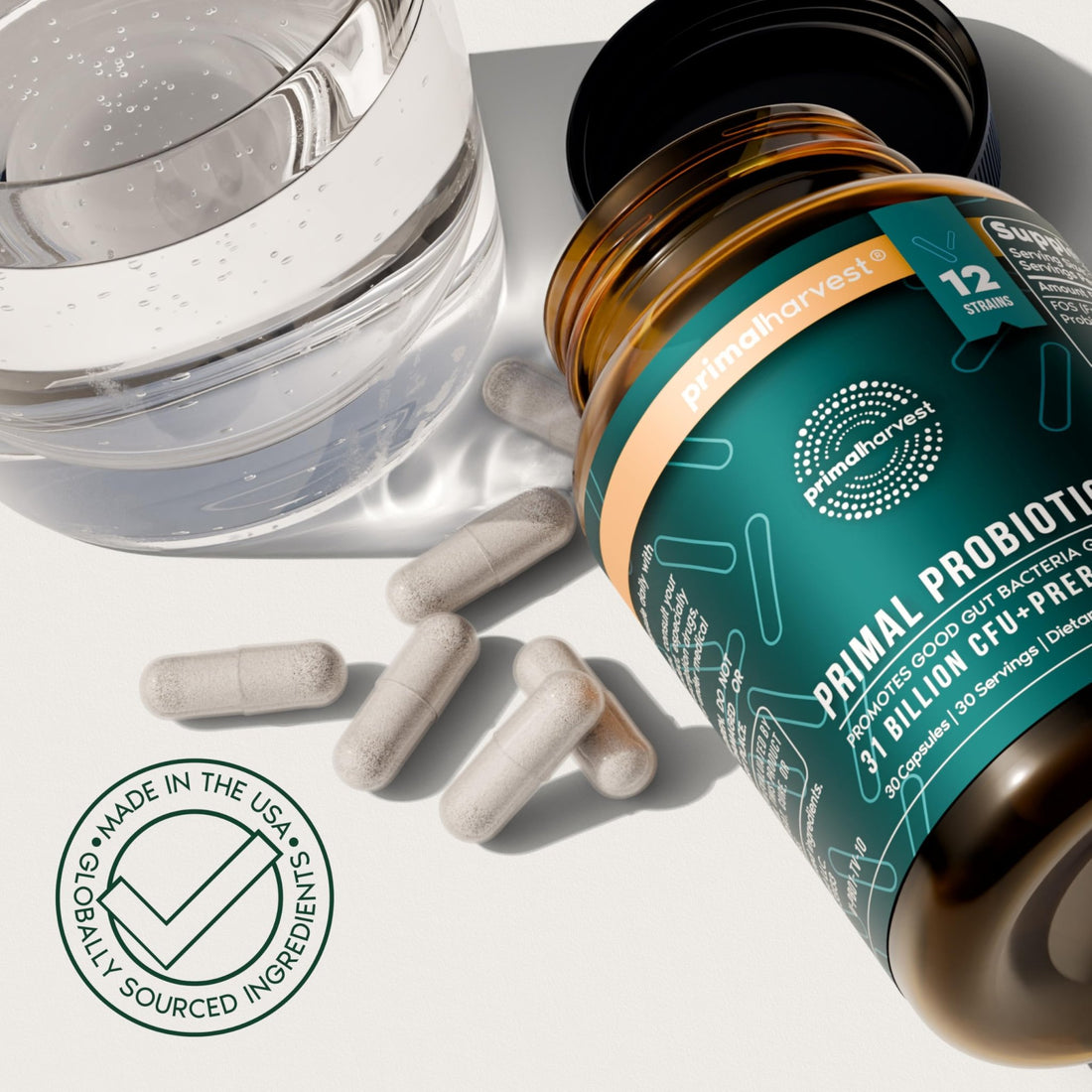 Primal Harvest Probiotics for Women & Men Daily Probiotic Supplement with 12 Strains for Gut & Digestive Health 30 Capsules - OzHealthStandard
