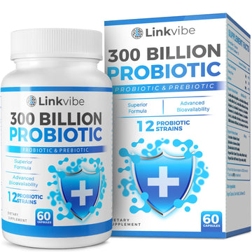 Probiotic 300 Billion CFU - 12 Strains with Organic Prebiotics for Digestive & Gut, Immune, Bloating Health - Probiotics for Women and Men - Daily Dairy Free, Shelf Stable - 60 Counts - OzHealthStandard