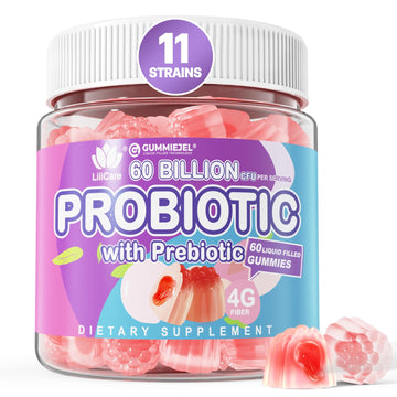 Probiotic Gummies 60 Billion CFU for Women Men & Kids, 11 Strains Probiotics + Organic Prebiotics Fiber for Immune, Digestive Health, Supports Constipation, - OzHealthStandard