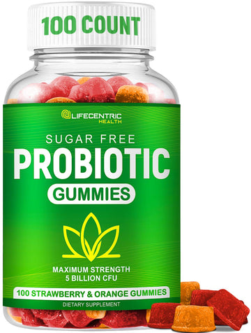 Probiotic Gummies for Adults and Kids Max Strength 5 Billion CFU | Organic Sugar Free Gummies for Digestive Health | 100 Count Vegan Gluten Free Chewable Probiotics - OzHealthStandard