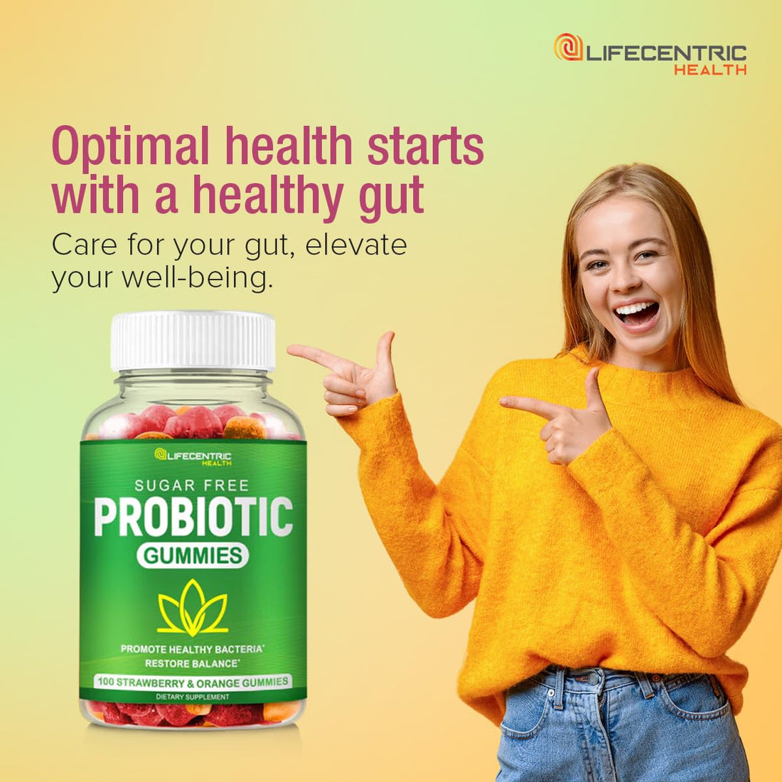 Probiotic Gummies for Adults and Kids Max Strength 5 Billion CFU | Organic Sugar Free Gummies for Digestive Health | 100 Count Vegan Gluten Free Chewable Probiotics - OzHealthStandard