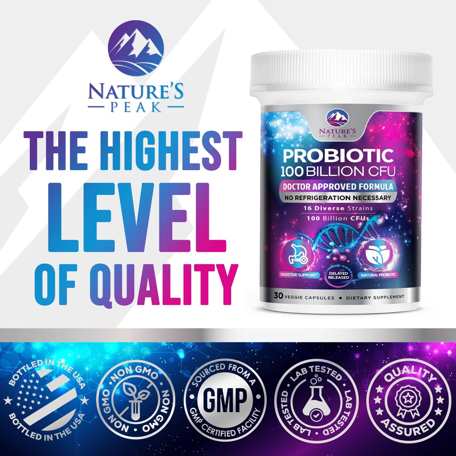 Probiotics 100 Billion CFU - 16 Premium Strains + Prebiotics - Best Probiotics for Women & Men - Supports Immune, Digestive & Gut Health, Supports Occasional Constipation, Gas & Bloating - 30 Capsules - OzHealthStandard